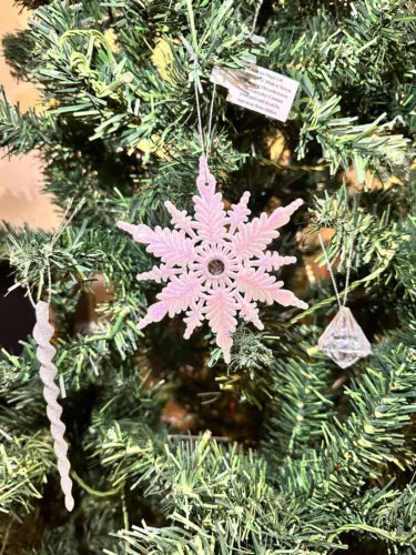 White Silver Snowflake Christmas Holiday Gift Tree Ornament