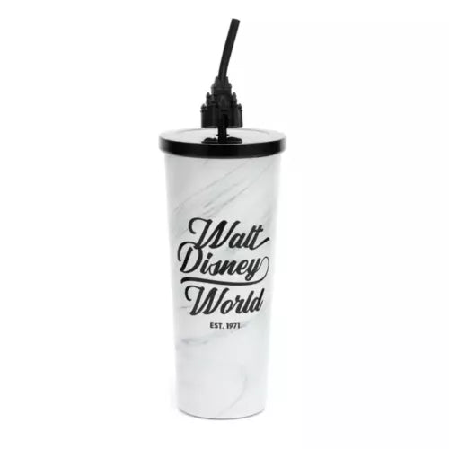 Official Disney World Princess castle Monochrome Stainless Steel Straw Tumbler