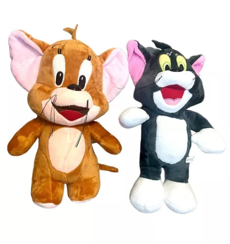 Tom & Jerry Soft Cuddly Fun Plush Kids Toy Bundle Tom 28cm Jerry 26cm