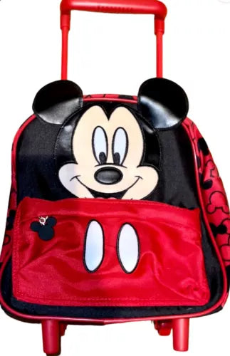 Disney store official Mickey Mouse face wheeled rolling trolley bag for school